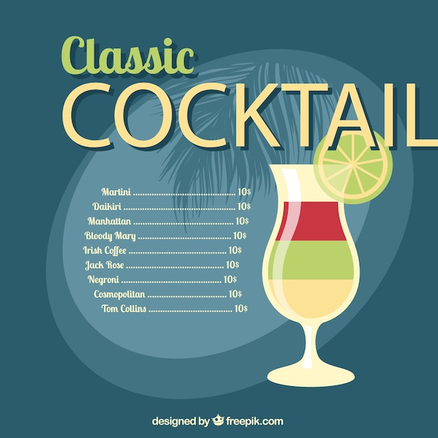 Kostenloser Vektor klassische cocktails