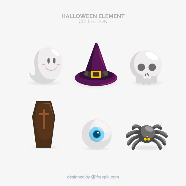 Klassische Halloween Elementsammlung mit flachem Design