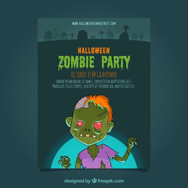 Kostenloser Vektor klassische halloween-party mit zombie