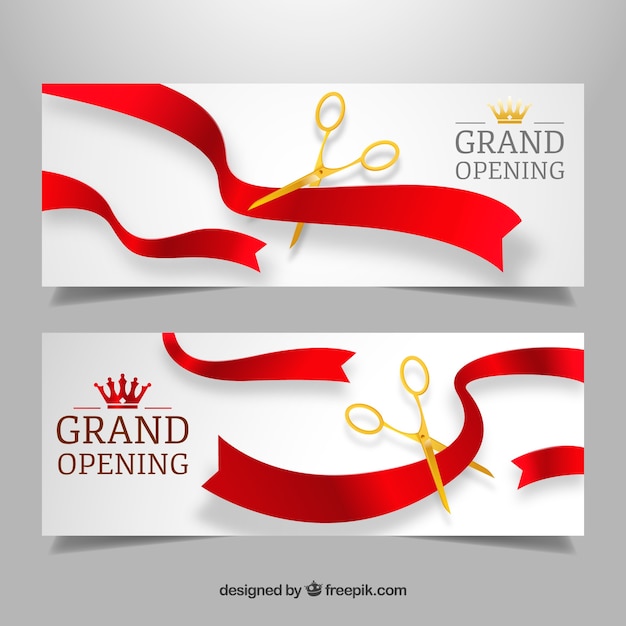 Klassische Öffnung Banner mit rotem Band