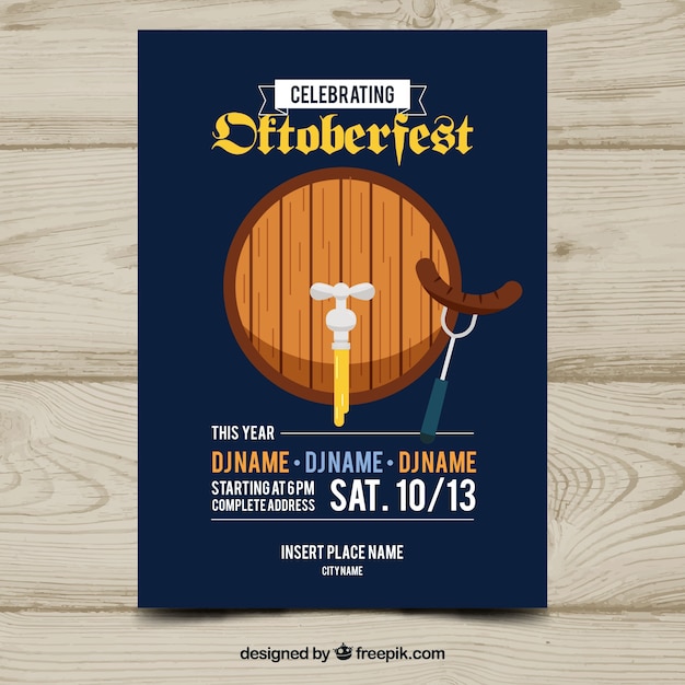 Klassische oktoberfest plakatschablone mit flachem design