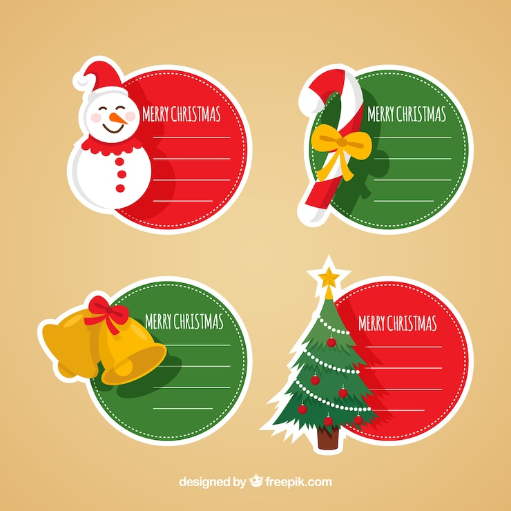 Kostenlose Vektor klassische packung weihnachtsaufkleber