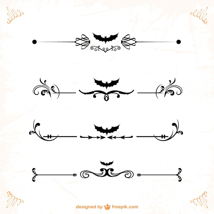 Kostenlose Vektor klassische verzierungen und teiler für halloween-designs