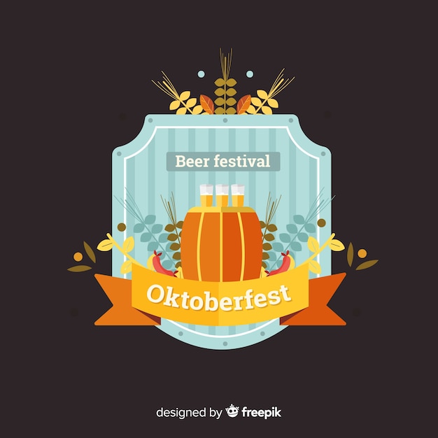 Kostenloser Vektor klassisches oktoberfest-abzeichen mit flachem design