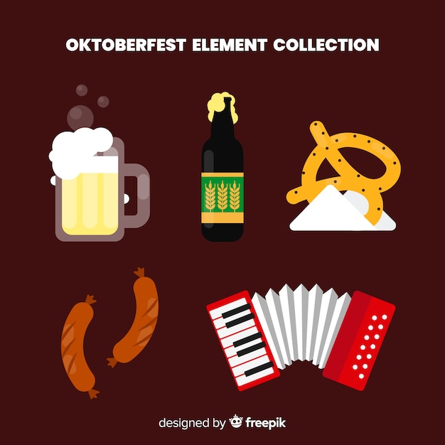 Klassisches oktoberfest element collecton mit flachem design