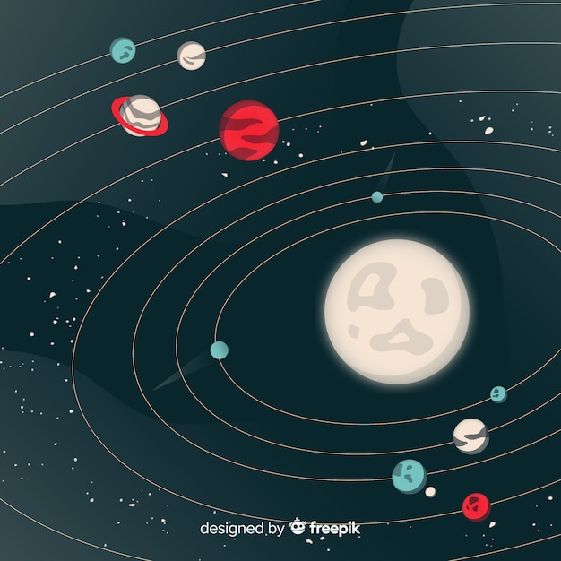 Klassisches solarsystem mit flachem design