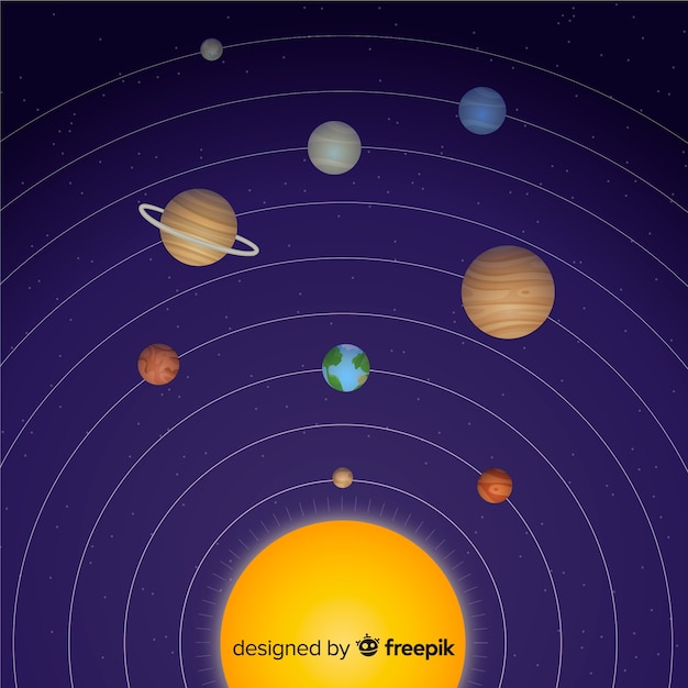 Kostenloser Vektor klassisches solarsystem mit flachem design