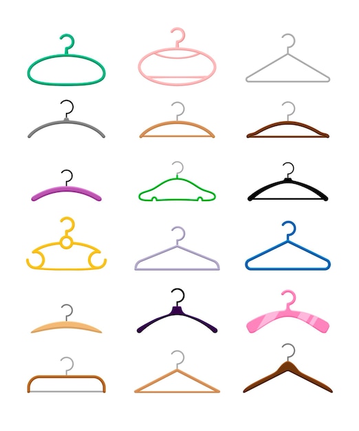 Kleiderbügel in verschiedenen Formen, Vektorgrafiken-Set