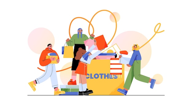 Kostenloser Vektor kleiderspenden-wohltätigkeitskonzept mit freiwilligen