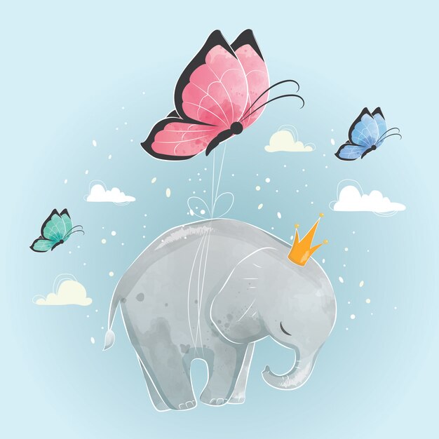 Netter Baby Elefant Premium Vektor