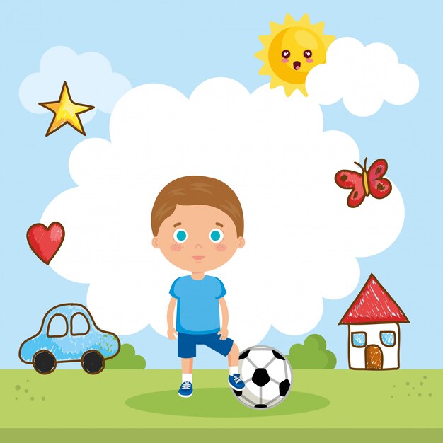 Kleiner Junge, der auf dem Park spielt