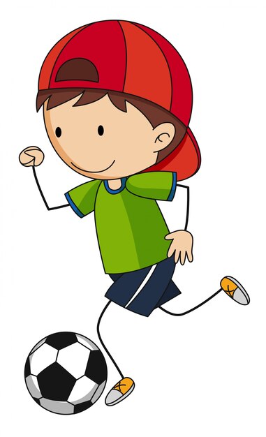 Kleiner Junge, der Fußball spielt