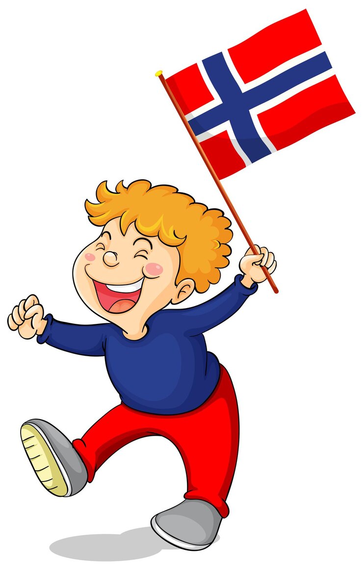 Kostenlose Vektor kleiner junge, der schweden-flagge hält