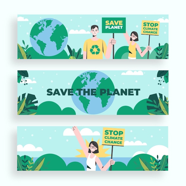 Klimawandel-banner im flachen design