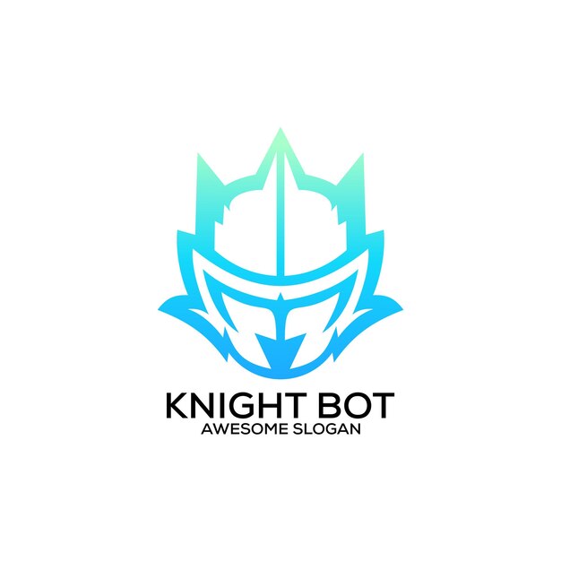 Knight Bot Logo Design Farbverlaufslinie Kunst