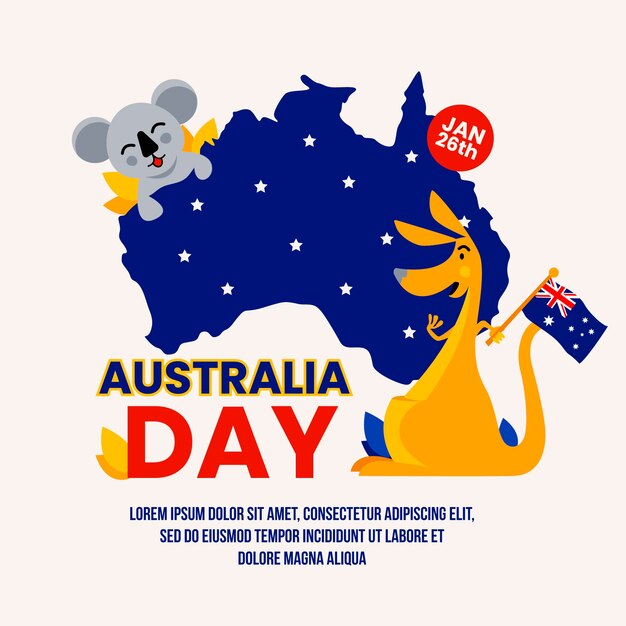 Koala und Känguru und die sternenklare Nachtkarte von Australien