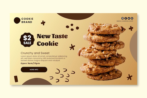 Kostenloser Vektor köstliche cookies-banner-vorlage