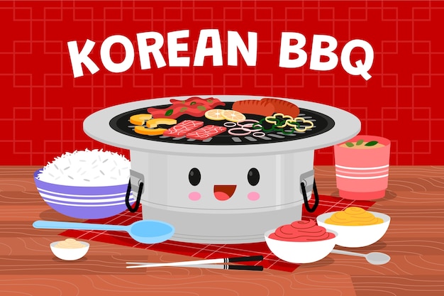 Köstliche koreanische bbq-illustration