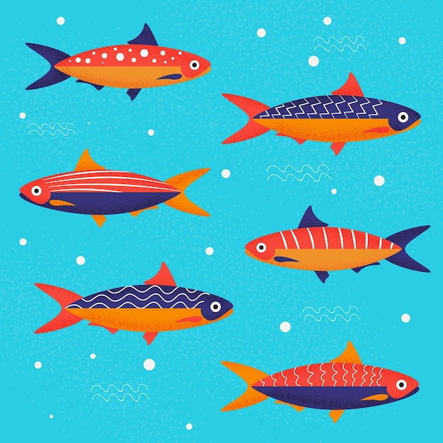 Kostenloser Vektor köstliche sardinenillustration des flachen designs