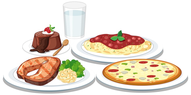 Kostenlose Vektor köstliche und vielfältige küche vector set