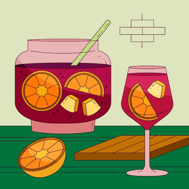 Kostenloser Vektor köstliches erfrischendes sangria-getränk illustriert