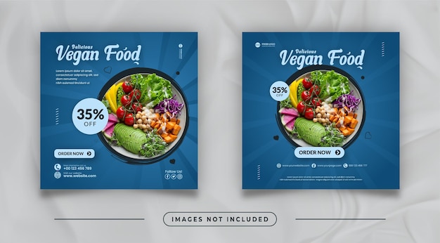 Köstliches veganes essen social media post template design