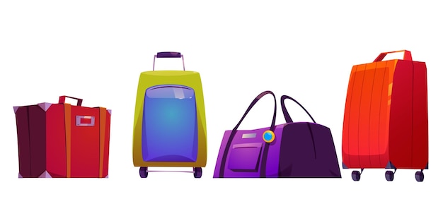 Kostenloser Vektor koffer reisegepäck gepäck und taschen set