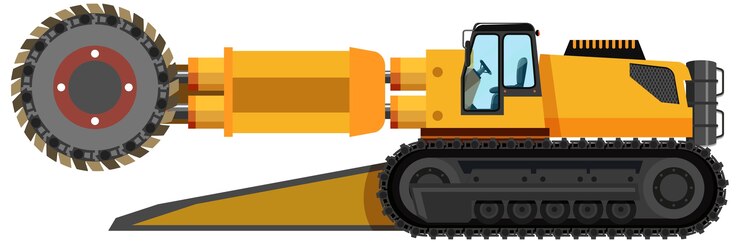 Kostenlose Vektor kohlebergbau roadheader isoliert