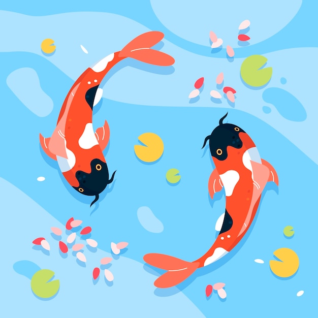 Koi-fischillustration des flachen designs