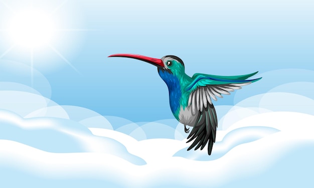 Kolibri fliegt in den Himmel