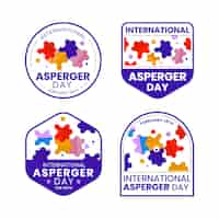 Kostenloser Vektor kollektion flacher internationaler asperger-tage-abzeichen