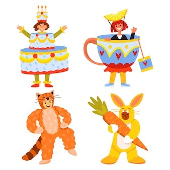Kollektion flacher karnevalskostüme