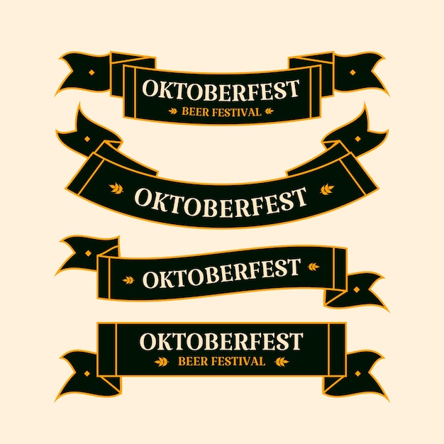 Kostenloser Vektor kollektion flacher oktoberfestbänder