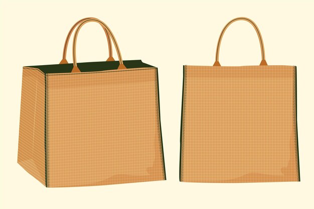 Kollektion von Stofftaschen mit flachem Design