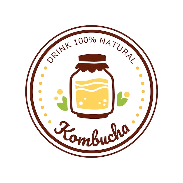 Kostenloser Vektor kombucha-logo-design-vorlage