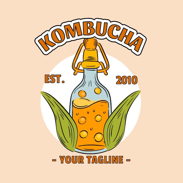 Kostenloser Vektor kombucha-logo-design-vorlage