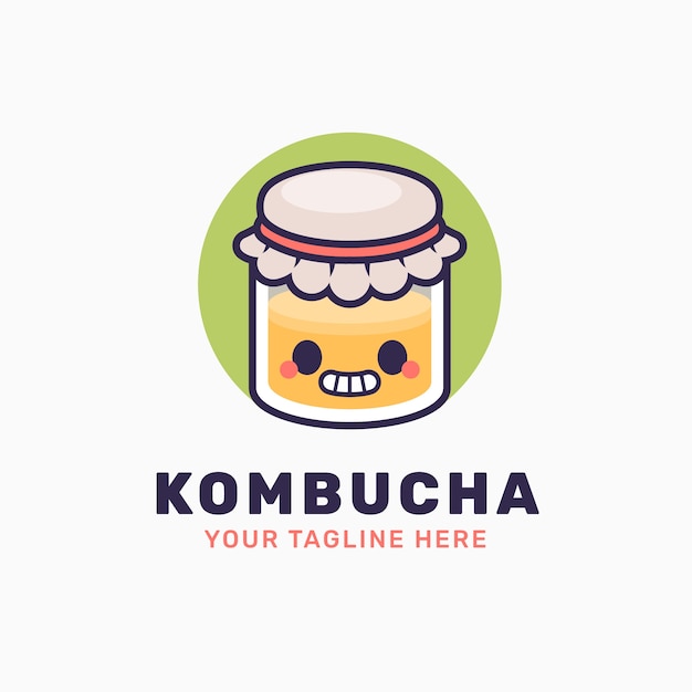 Kostenloser Vektor kombucha-logo-design-vorlage