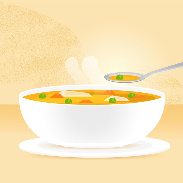 Komfortlebensmittelillustration mit Suppe