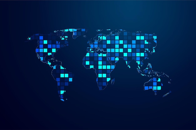 Kostenloser Vektor kommunikationsnetzkarte der welt aus linien und dreiecken