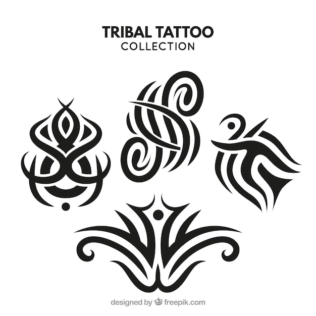 Kostenloser Vektor kompakte tribal tattoo-kollektion