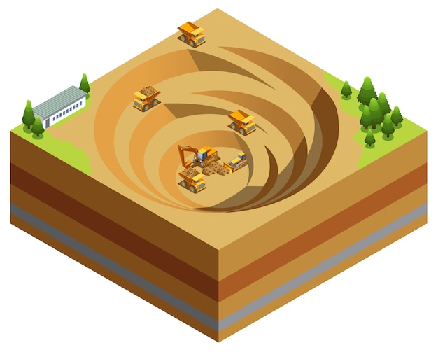 Konzept der isometrischen bergbauindustrie