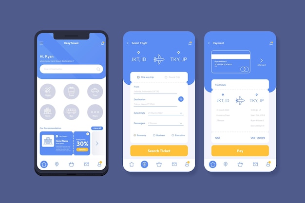 Konzept der Reisebuchungs-App