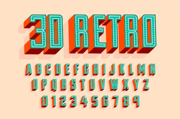 Kostenloser Vektor konzept mit retro- alphabet 3d