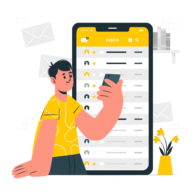 Kostenloser Vektor konzeptillustration des mobilen posteingangs