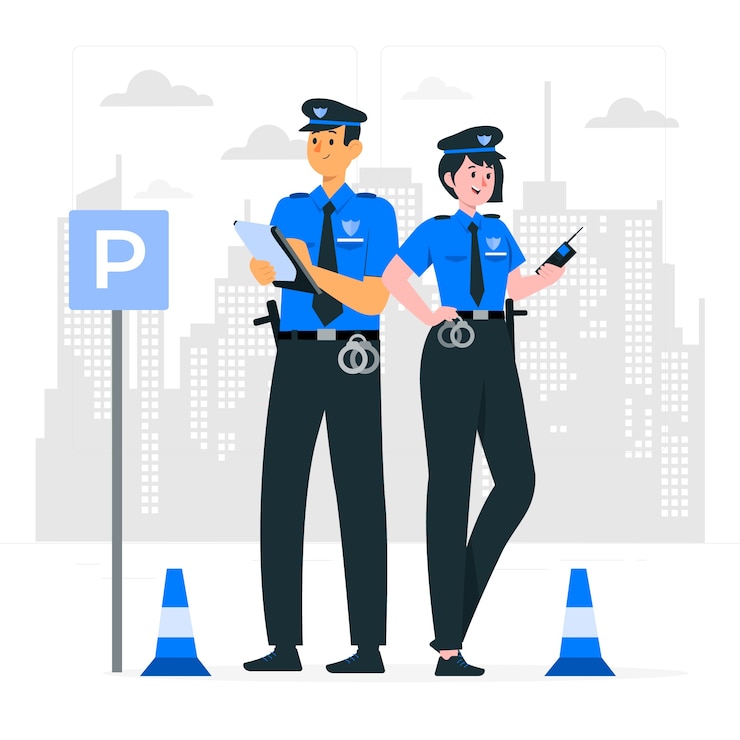 Kostenlose Vektor konzeptillustration des polizisten und der polizistin