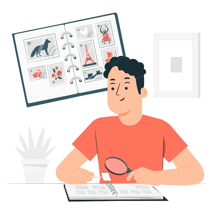 Kostenlose Vektor konzeptillustration zum sammeln von briefmarken