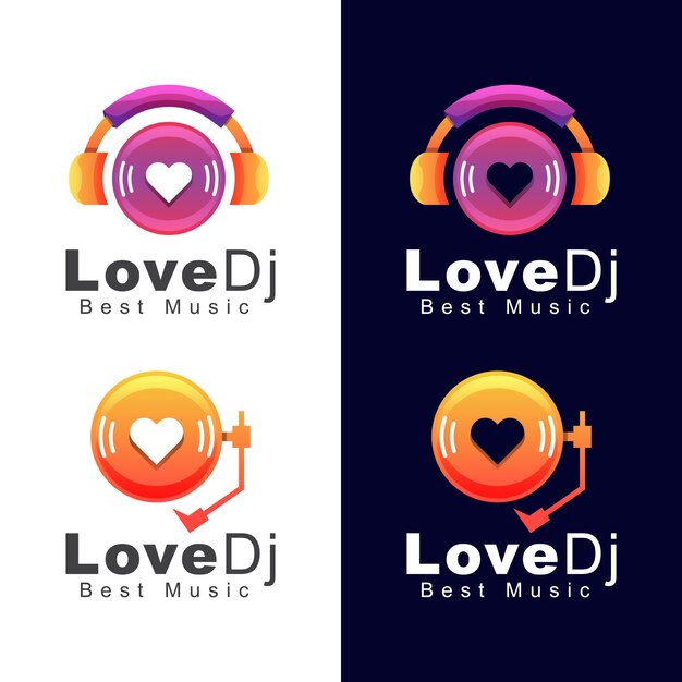 Kopfhorer Liebe Dj Musik Logo Beste Sound Musik Logo Design Vorlage Premium Vektor