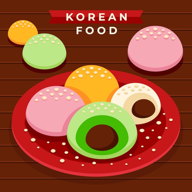 Koreanische lebensmittelillustration des flachen designs