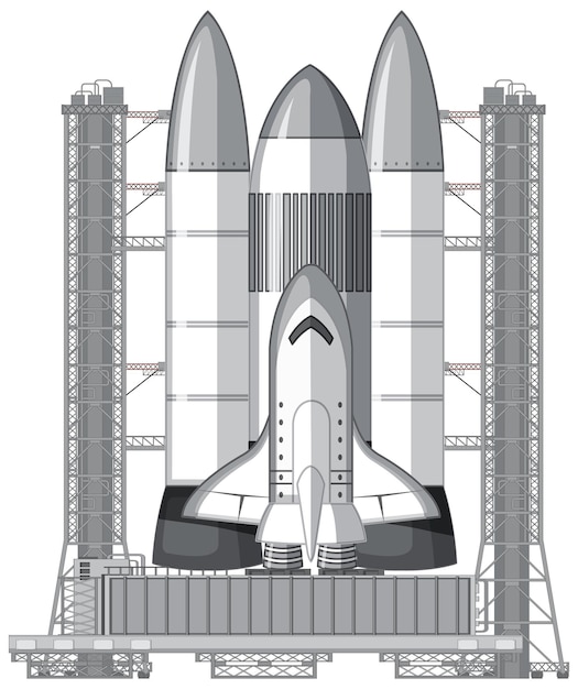 Kostenloser Vektor kosmodrom und raketenstartvektor