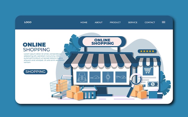 Kostenlose vektorrealistische Online-Shopping-Landingpage-Vorlage